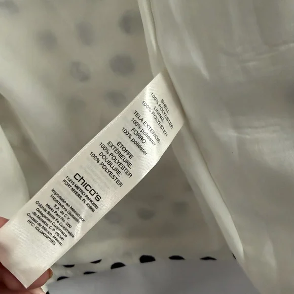 Chico's Black and White Polka Dot Button Down Shirt - Picture 6 of 7